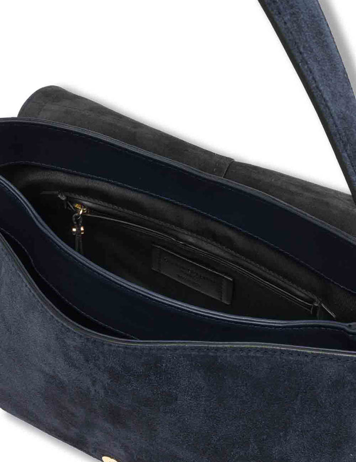 Borsa Helena Round grande donna in pelle scamosciata blu con doppia portabilità e tasca posteriore BS12619 CM-PL_14596 Gianni Chiarini 