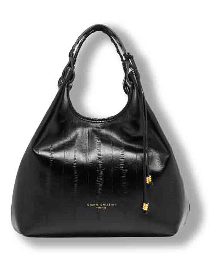 Borsa Dua media donna in pelle effetto anguilla nera con doppi manici e fodera paisley BS12679 EEL-PSLY_001 Gianni Chiarini 