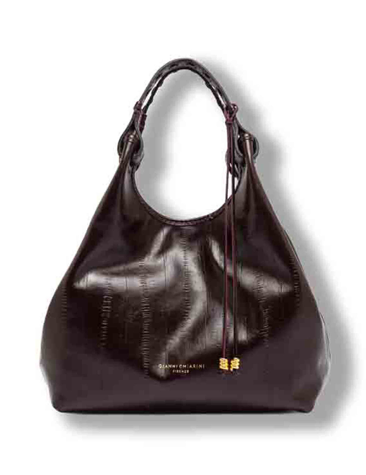Borsa Dua media donna in pelle effetto anguilla bordeaux con doppi manici e fodera paisley BS12679 EEL-PSLY_14601 Gianni Chiarini 