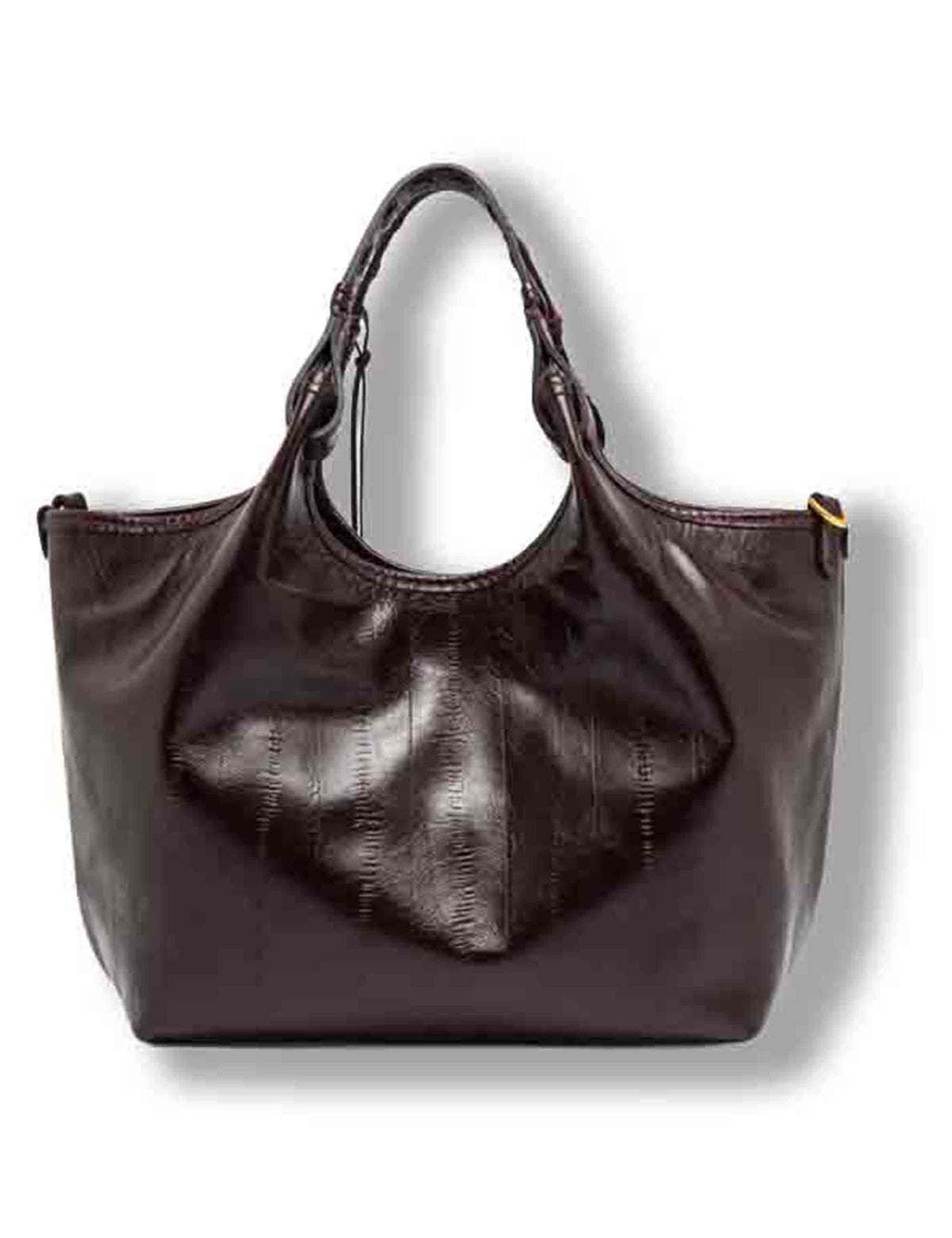 Borsa Dua media donna in pelle effetto anguilla bordeaux con doppi manici e fodera paisley BS12679 EEL-PSLY_14601 Gianni Chiarini 
