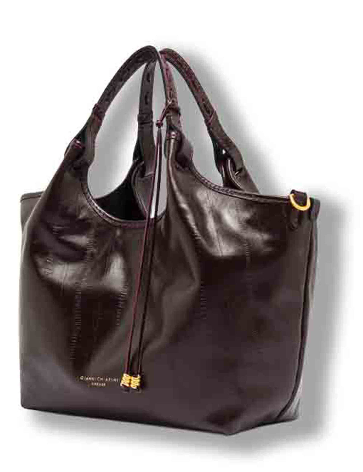 Borsa Dua media donna in pelle effetto anguilla bordeaux con doppi manici e fodera paisley BS12679 EEL-PSLY_14601 Gianni Chiarini 