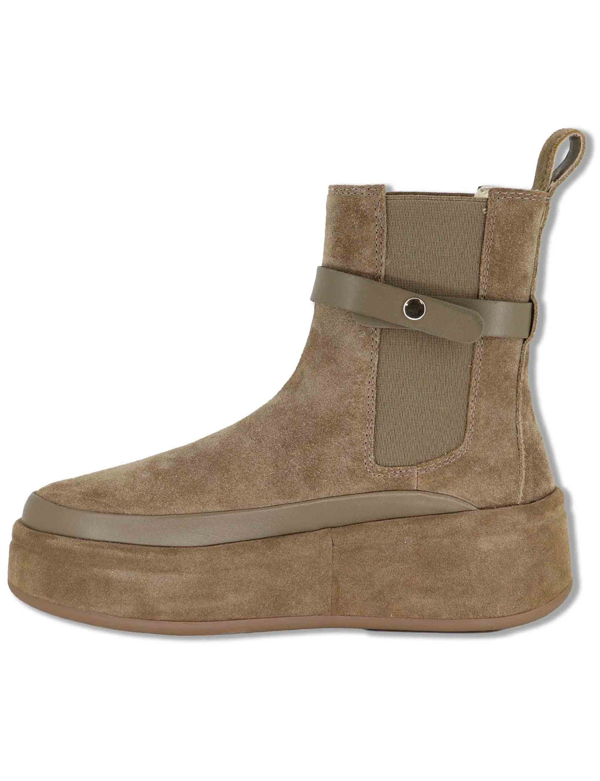 Sneakers a stivaletto donna in camoscio taupe con zeppa in tono charms removibili e punta tonda ROSITA 04 Gio + 