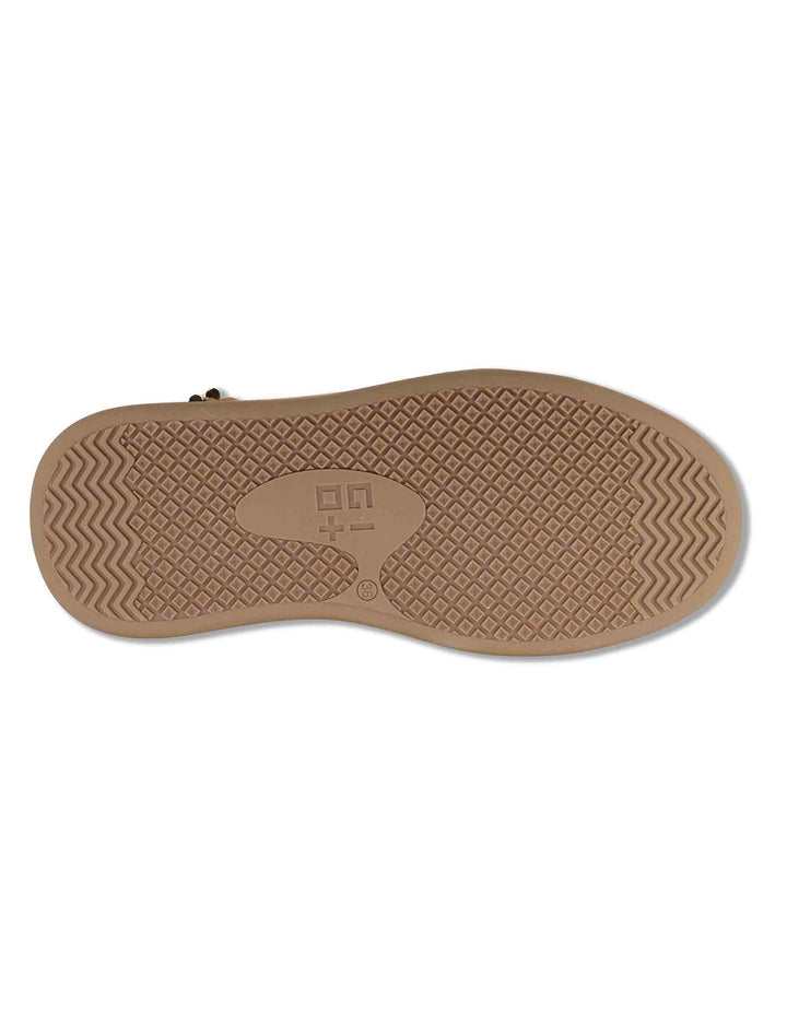 Sneakers a stivaletto donna in camoscio taupe con zeppa in tono charms removibili e punta tonda ROSITA 04 Gio + 