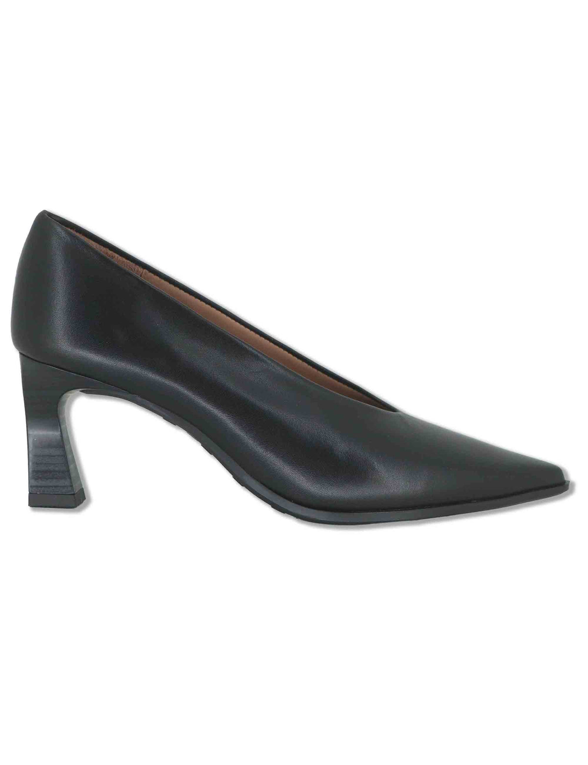 Decollete donna in pelle nera con scollo a uovo tacco alto e punta a punta HI264915 BLACK Hispanitas 
