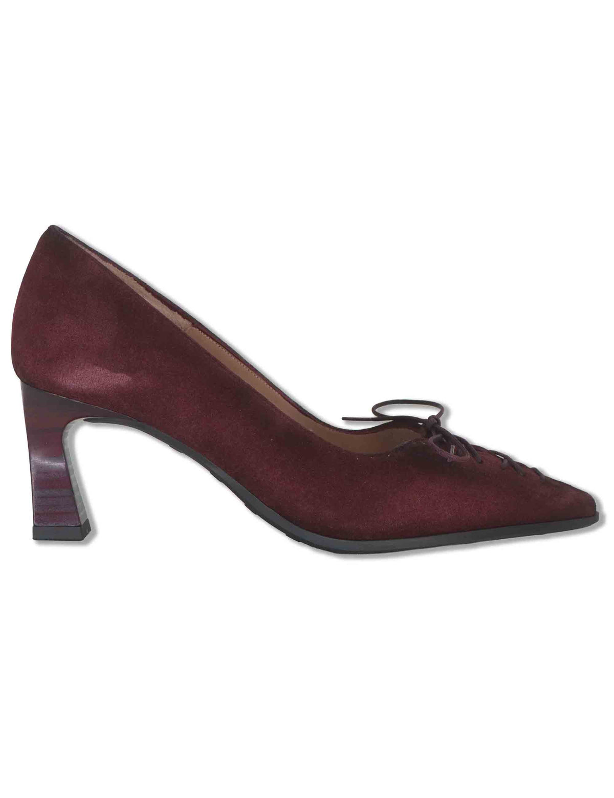 Decollete donna in camoscio vintage bordeaux con scollo profondo tacco alto e punta a punta HI264951 BORDO Hispanitas 