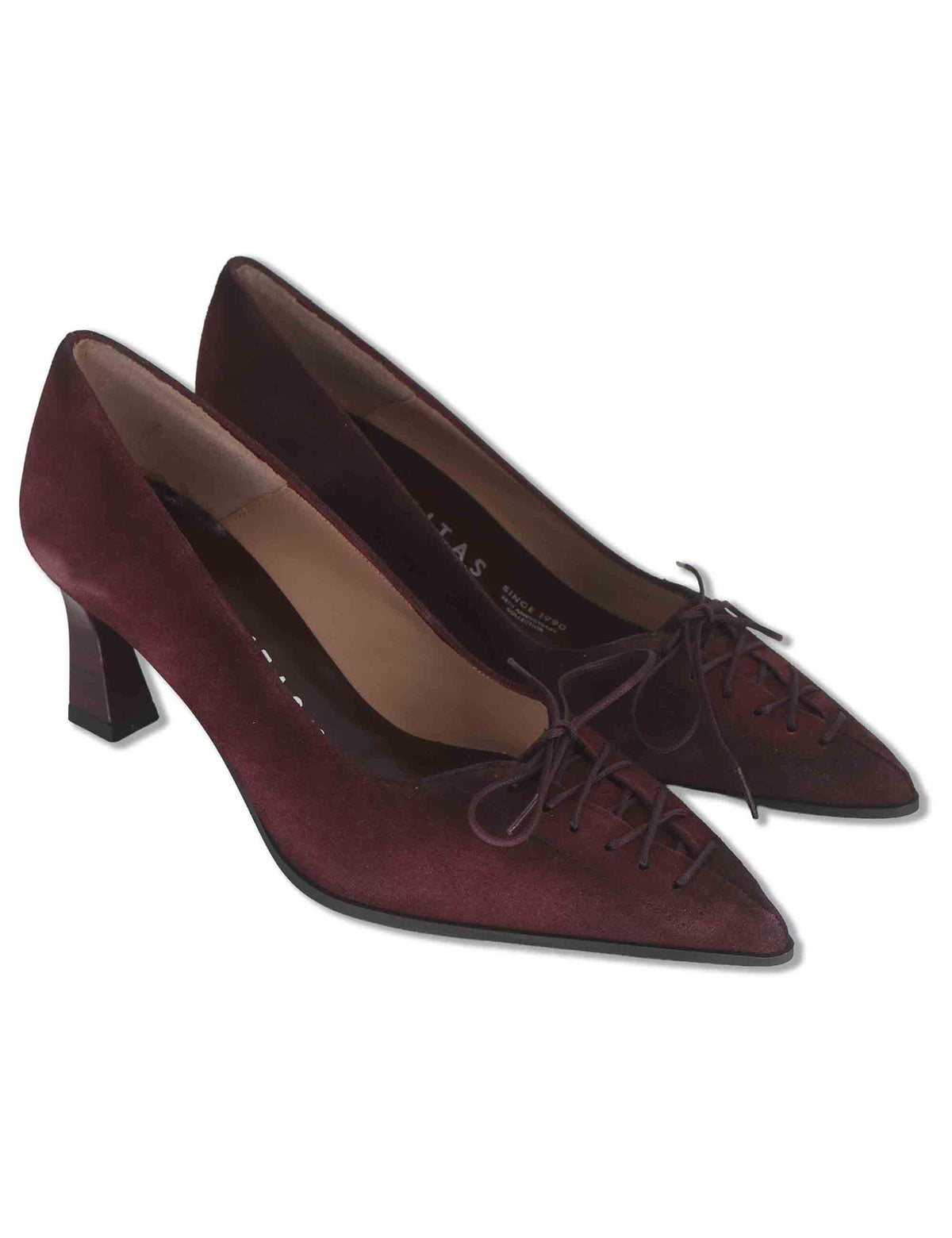 Decollete donna in camoscio vintage bordeaux con scollo profondo tacco alto e punta a punta HI264951 BORDO Hispanitas 