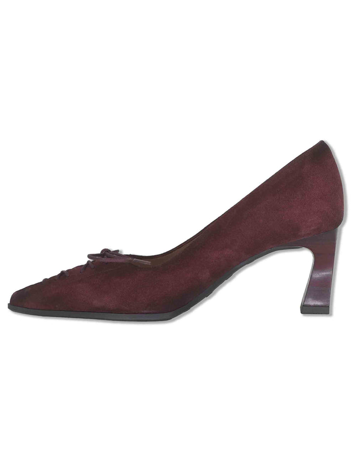 Decollete donna in camoscio vintage bordeaux con scollo profondo tacco alto e punta a punta HI264951 BORDO Hispanitas 