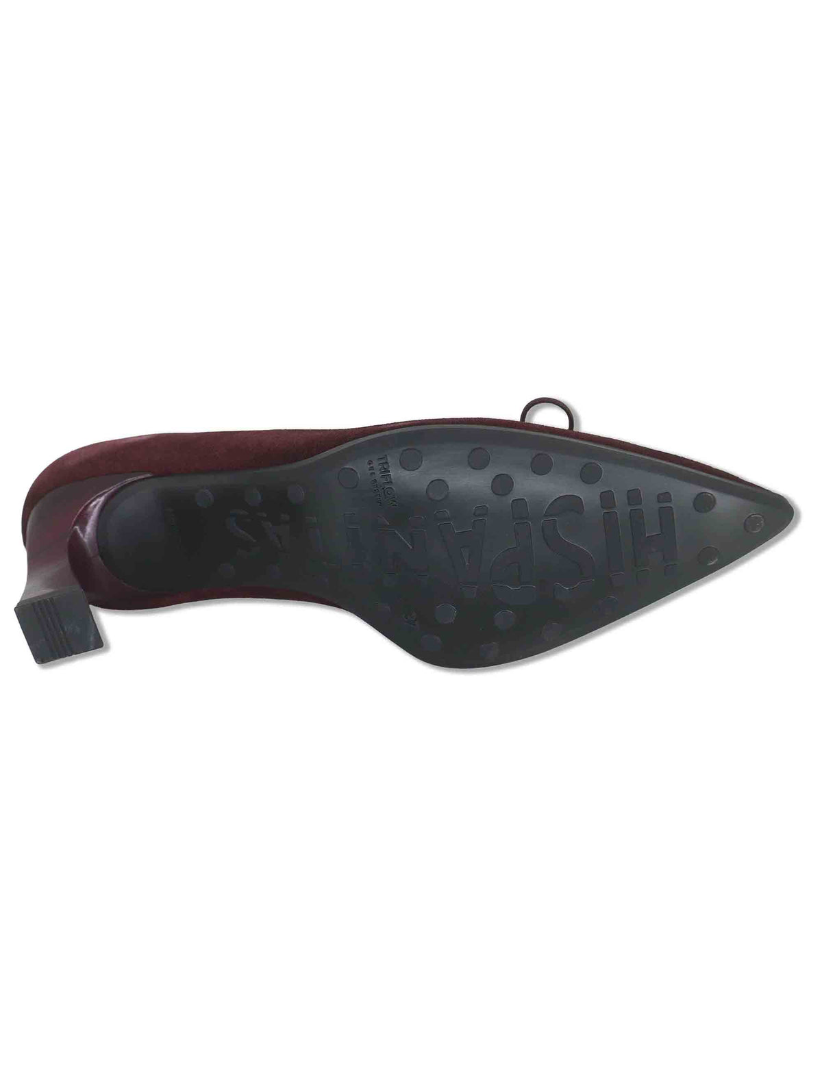 Decollete donna in camoscio vintage bordeaux con scollo profondo tacco alto e punta a punta HI264951 BORDO Hispanitas 
