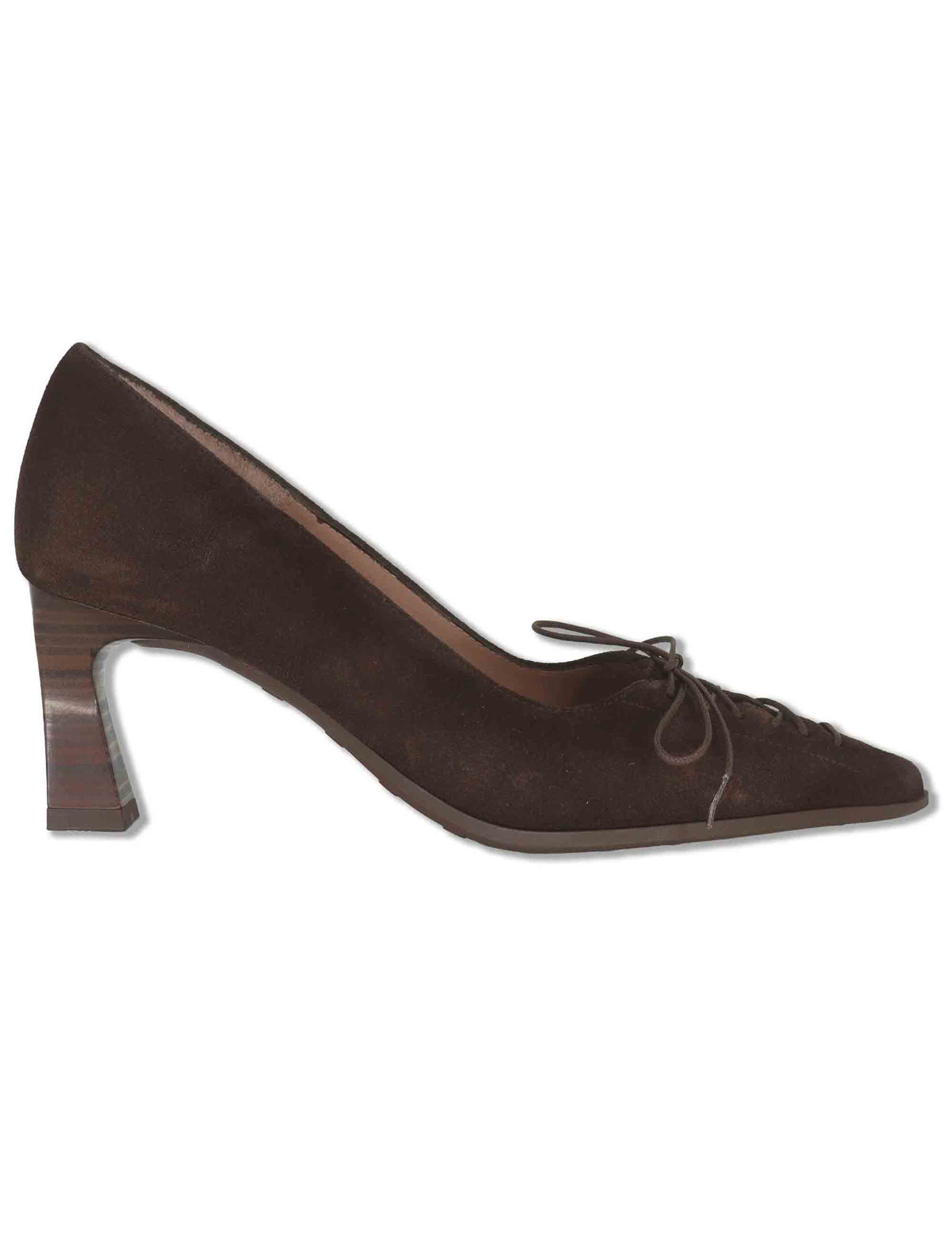 Decollete donna in camoscio vintage marrone con scollo profondo tacco alto e punta a punta HI264951 ESPRESSO Hispanitas 
