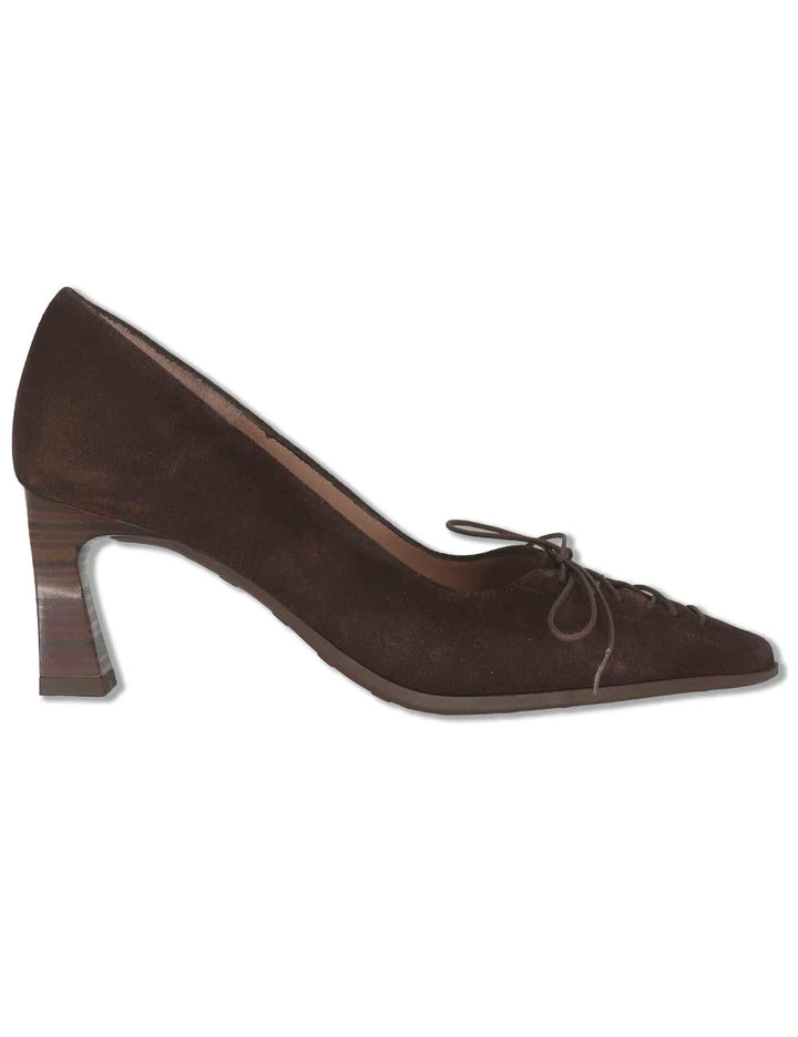 Decollete donna in camoscio vintage marrone con scollo profondo tacco alto e punta a punta HI264951 ESPRESSO Hispanitas 