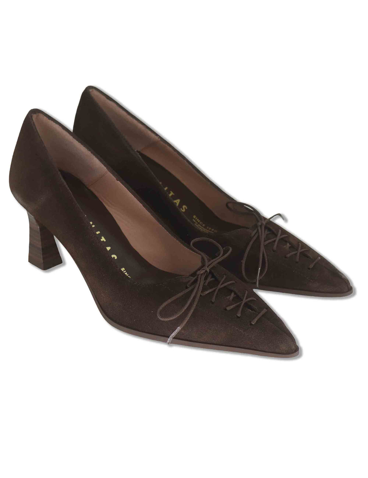 Decollete donna in camoscio vintage marrone con scollo profondo tacco alto e punta a punta HI264951 ESPRESSO Hispanitas 