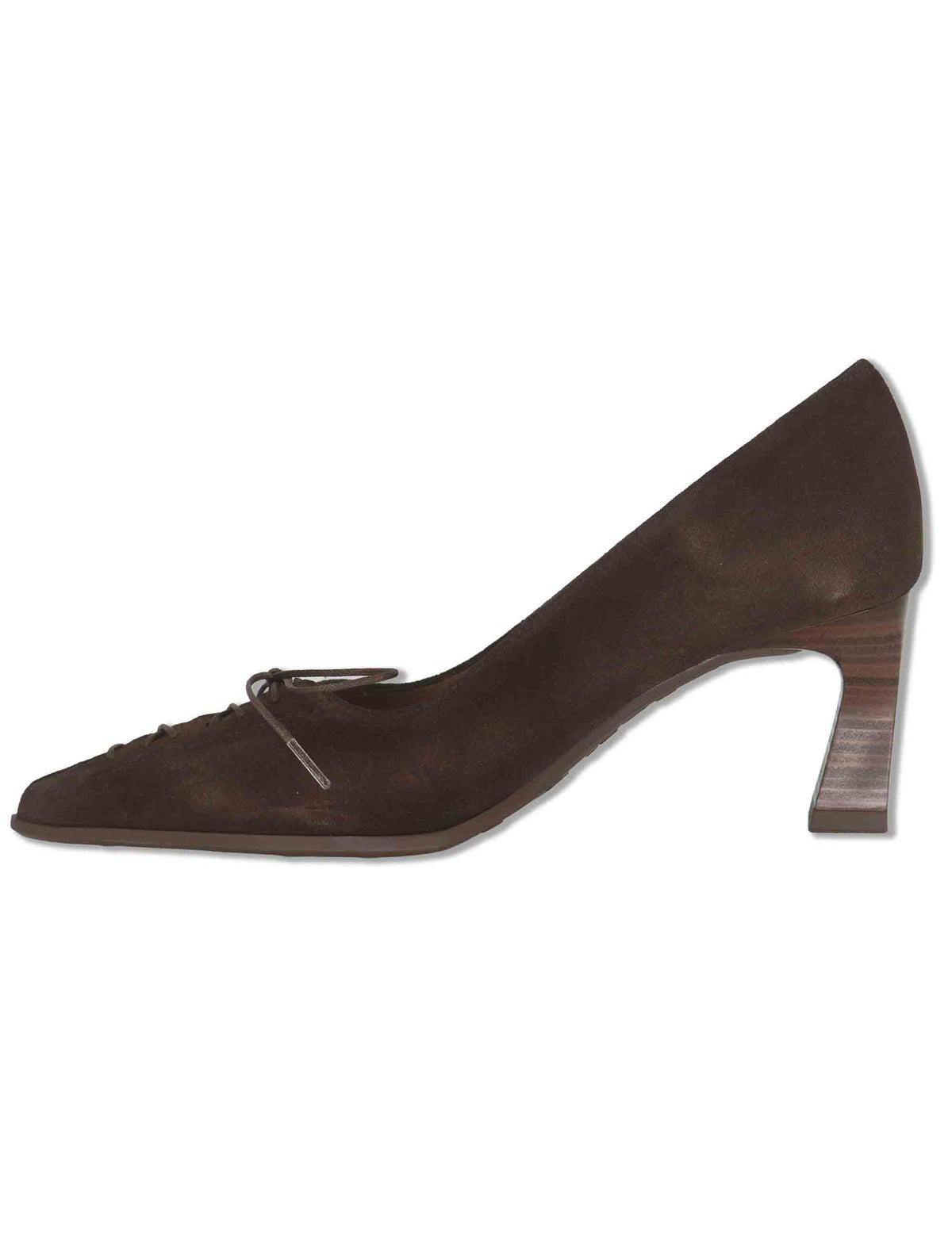 Decollete donna in camoscio vintage marrone con scollo profondo tacco alto e punta a punta HI264951 ESPRESSO Hispanitas 