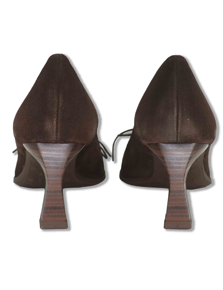 Decollete donna in camoscio vintage marrone con scollo profondo tacco alto e punta a punta HI264951 ESPRESSO Hispanitas 