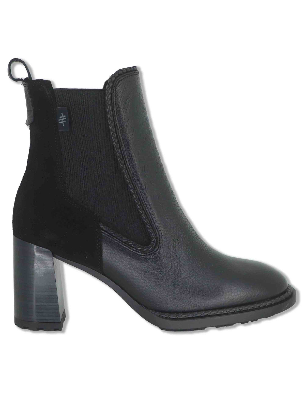 Stivaletti beatles donna in pelle nera con elastici laterali tacco alto e punta larga HI265063 BLACK Hispanitas 