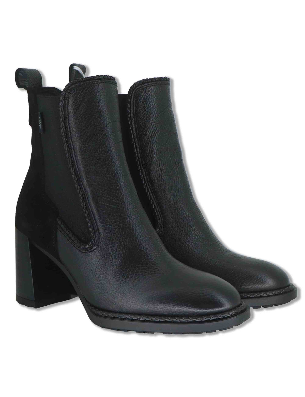 Stivaletti beatles donna in pelle nera con elastici laterali tacco alto e punta larga HI265063 BLACK Hispanitas 