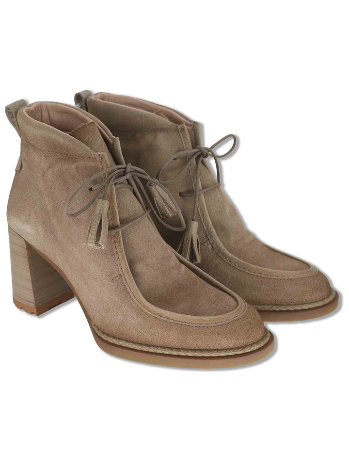 Stivaletti ankle boot donna Hispanitas in camoscio taupe con lacci vaschettone zip interna e tacco comodo HI265065 CASTORO Hispanitas 
