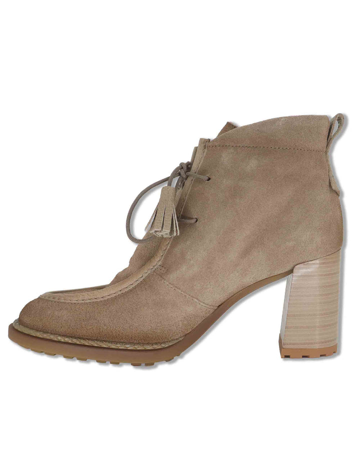 Stivaletti ankle boot donna Hispanitas in camoscio taupe con lacci vaschettone zip interna e tacco comodo HI265065 CASTORO Hispanitas 
