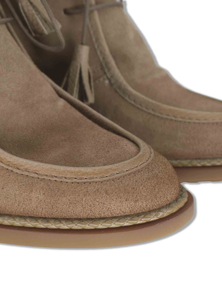 Stivaletti ankle boot donna Hispanitas in camoscio taupe con lacci vaschettone zip interna e tacco comodo HI265065 CASTORO Hispanitas 