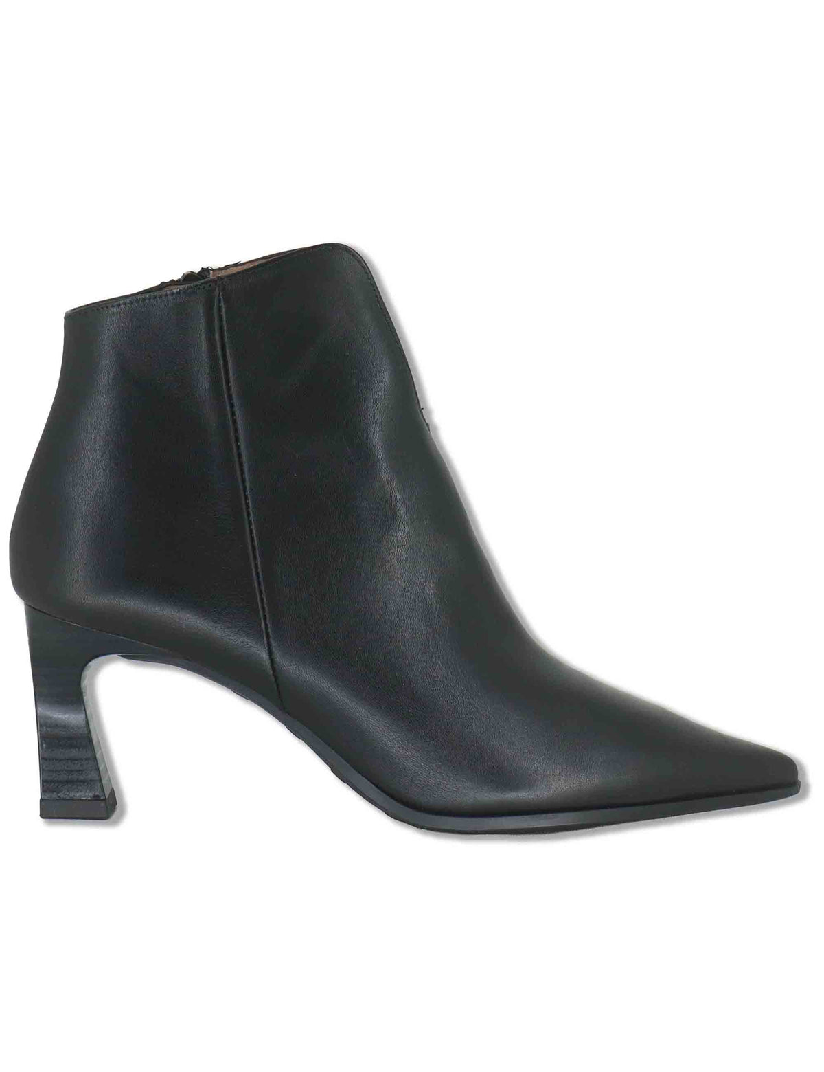 Stivaletti ankle boot donna in pelle nera con scollo a uovo punta a punta e tacco alto HI265076 BLACK Hispanitas 