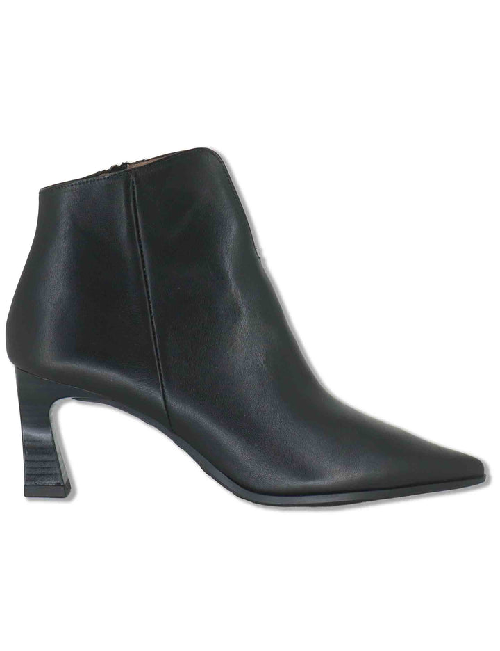 Stivaletti ankle boot donna in pelle nera con scollo a uovo punta a punta e tacco alto HI265076 BLACK Hispanitas 