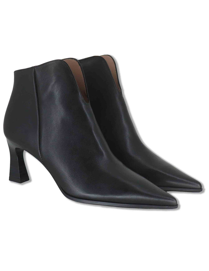 Stivaletti ankle boot donna in pelle nera con scollo a uovo punta a punta e tacco alto HI265076 BLACK Hispanitas 