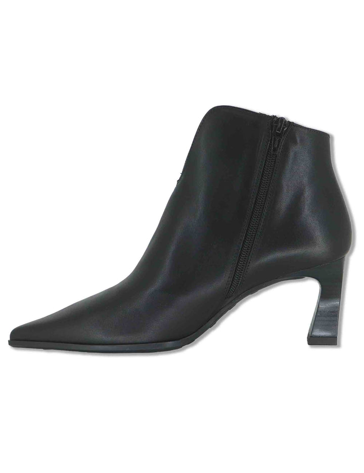 Stivaletti ankle boot donna in pelle nera con scollo a uovo punta a punta e tacco alto HI265076 BLACK Hispanitas 