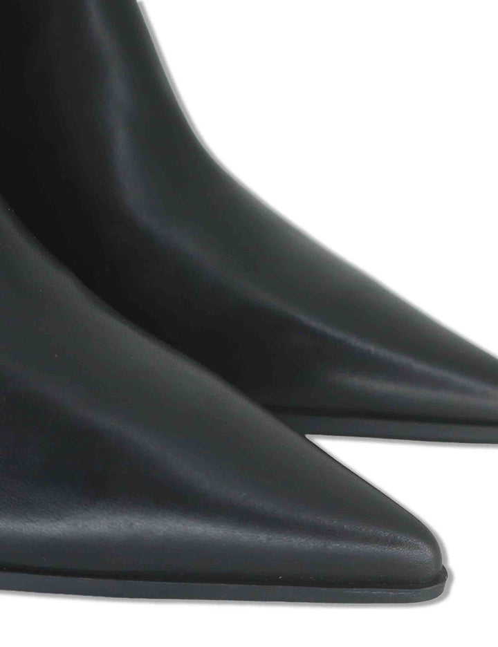 Stivaletti ankle boot donna in pelle nera con scollo a uovo punta a punta e tacco alto HI265076 BLACK Hispanitas 