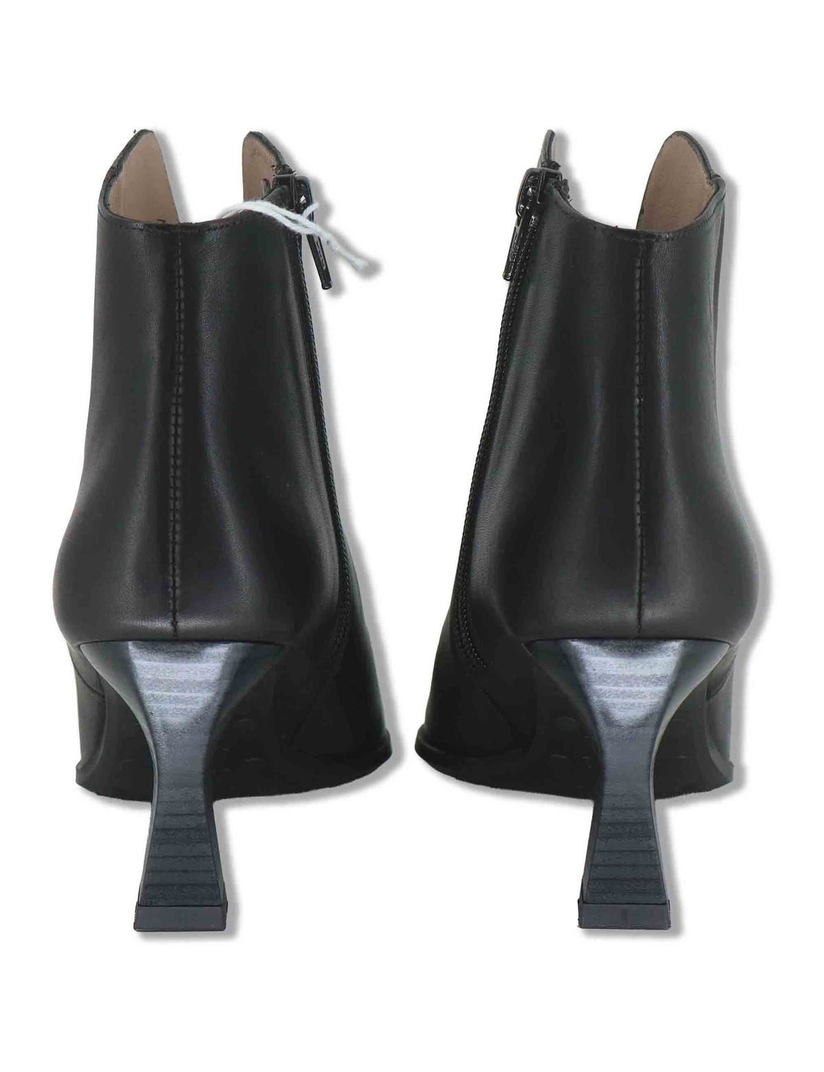 Stivaletti ankle boot donna in pelle nera con scollo a uovo punta a punta e tacco alto HI265076 BLACK Hispanitas 