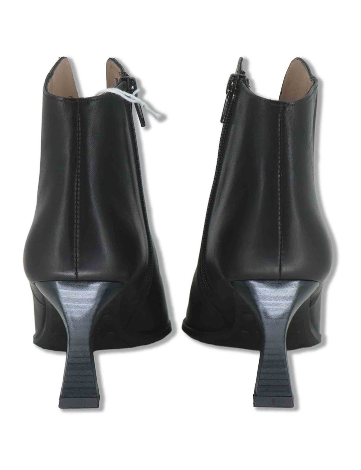 Stivaletti ankle boot donna in pelle nera con scollo a uovo punta a punta e tacco alto HI265076 BLACK Hispanitas 