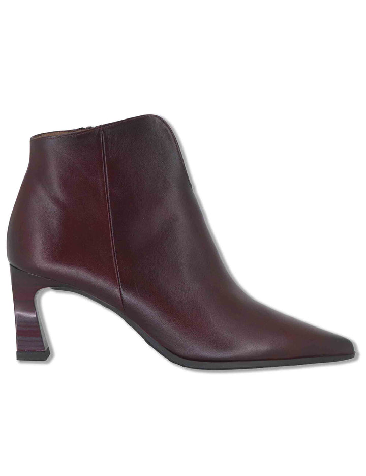 Stivaletti ankle boot donna in pelle bordeaux con scollo a uovo punta a punta e tacco alto HI265076 BORDO Hispanitas 