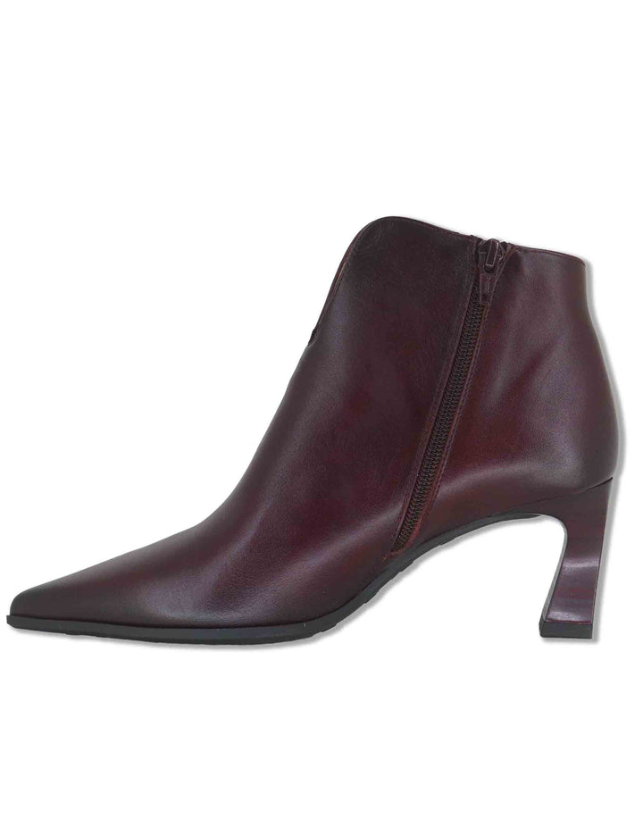 Stivaletti ankle boot donna in pelle bordeaux con scollo a uovo punta a punta e tacco alto HI265076 BORDO Hispanitas 