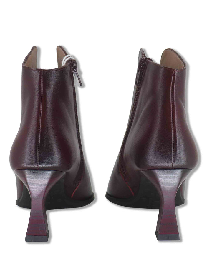Stivaletti ankle boot donna in pelle bordeaux con scollo a uovo punta a punta e tacco alto HI265076 BORDO Hispanitas 
