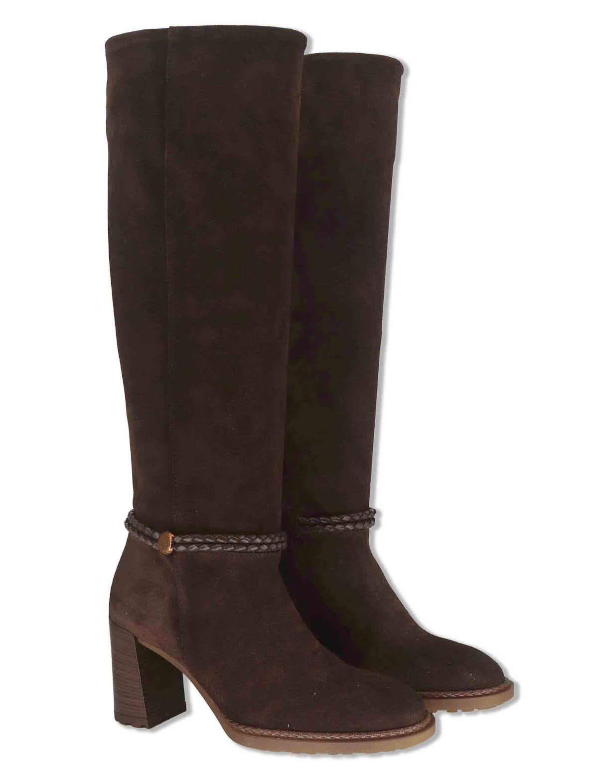 Stivali donna in camoscio marrone con accessorio alla caviglia tacco alto HI265079 ESPRESSO Hispanitas 