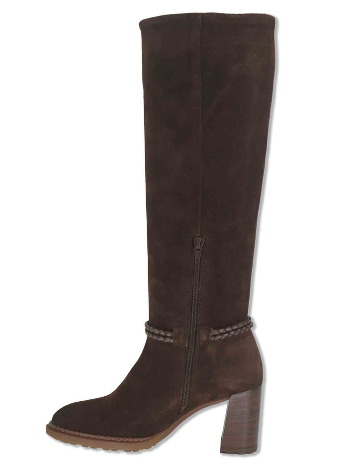 Stivali donna in camoscio marrone con accessorio alla caviglia tacco alto HI265079 ESPRESSO Hispanitas 