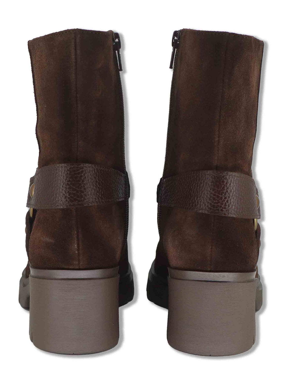 Stivaletti donna in camoscio marrone con accessorio alla caviglia punta larga HI265099 ESPRESSO Hispanitas 