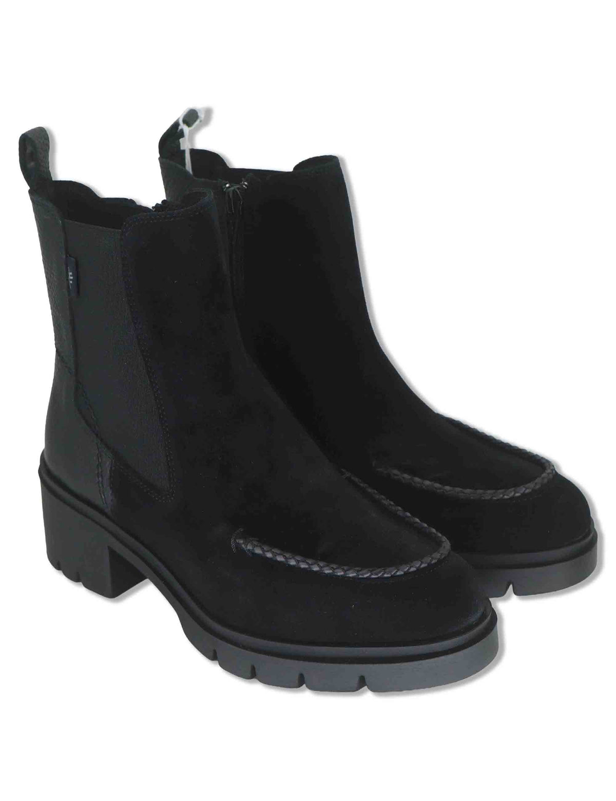 Stivaletti beatles donna in camoscio ingrassato nero con elastici laterali e suola carrarmato HI265100 BLACK Hispanitas 