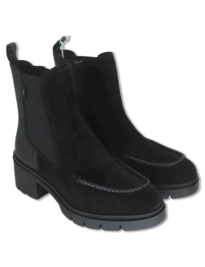 Stivaletti beatles donna in camoscio ingrassato nero con elastici laterali e suola carrarmato HI265100 BLACK Hispanitas 