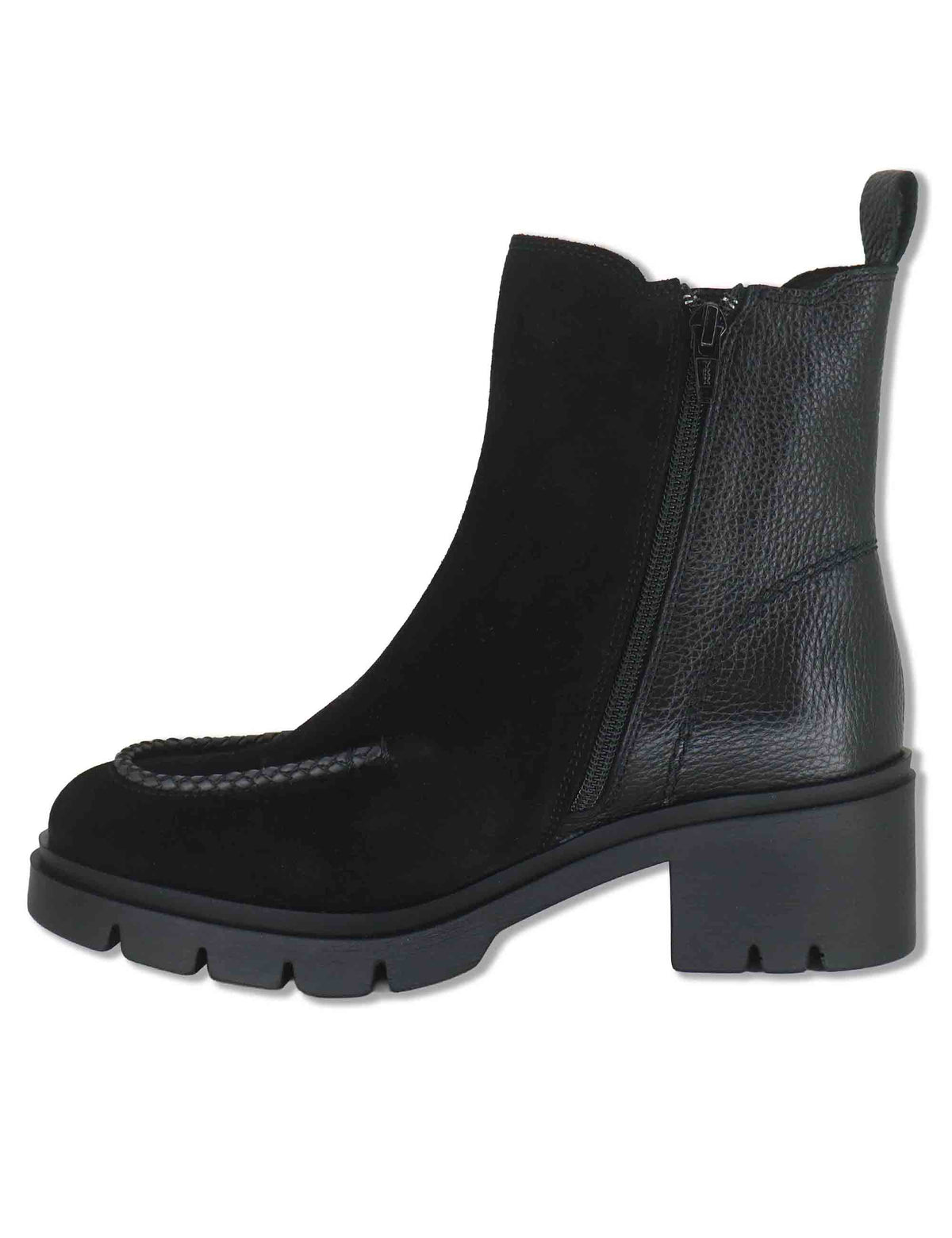 Stivaletti beatles donna in camoscio ingrassato nero con elastici laterali e suola carrarmato HI265100 BLACK Hispanitas 