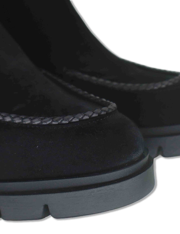 Stivaletti beatles donna in camoscio ingrassato nero con elastici laterali e suola carrarmato HI265100 BLACK Hispanitas 