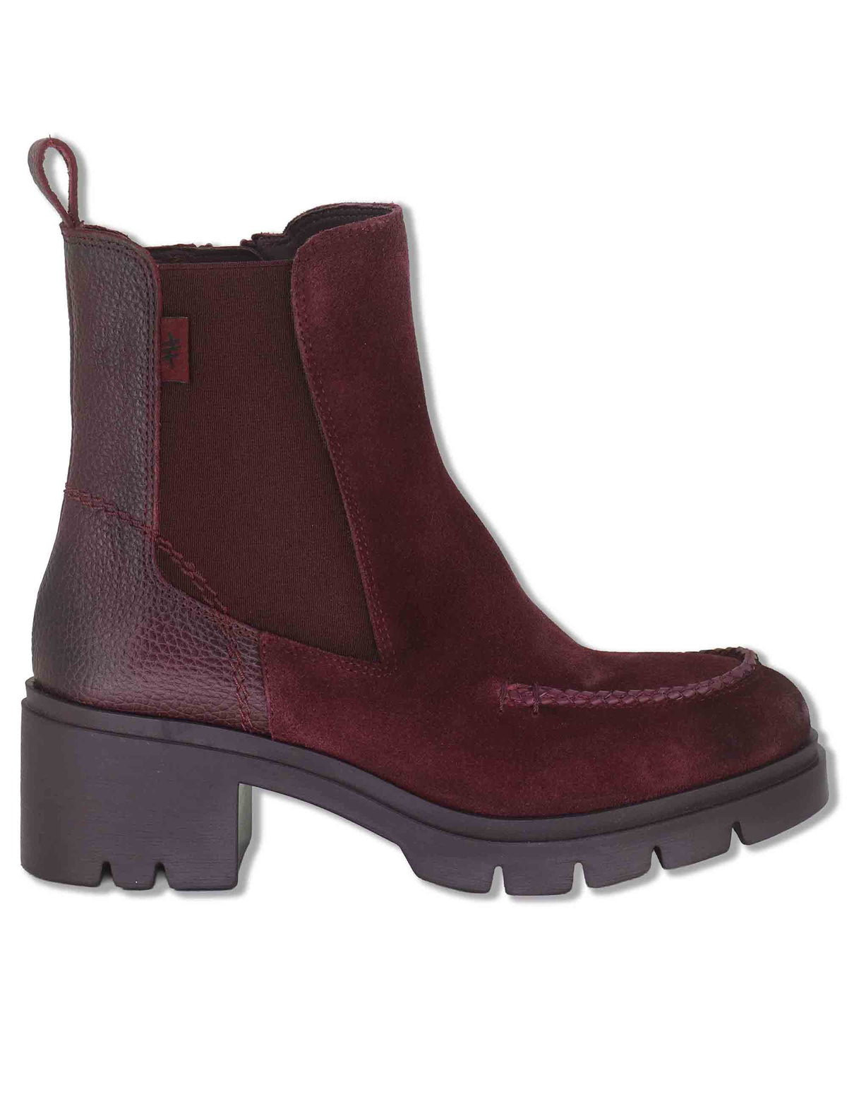 Stivaletti beatles donna in camoscio ingrassato nero con elastici laterali e suola carrarmato HI265100 BORDO Hispanitas 
