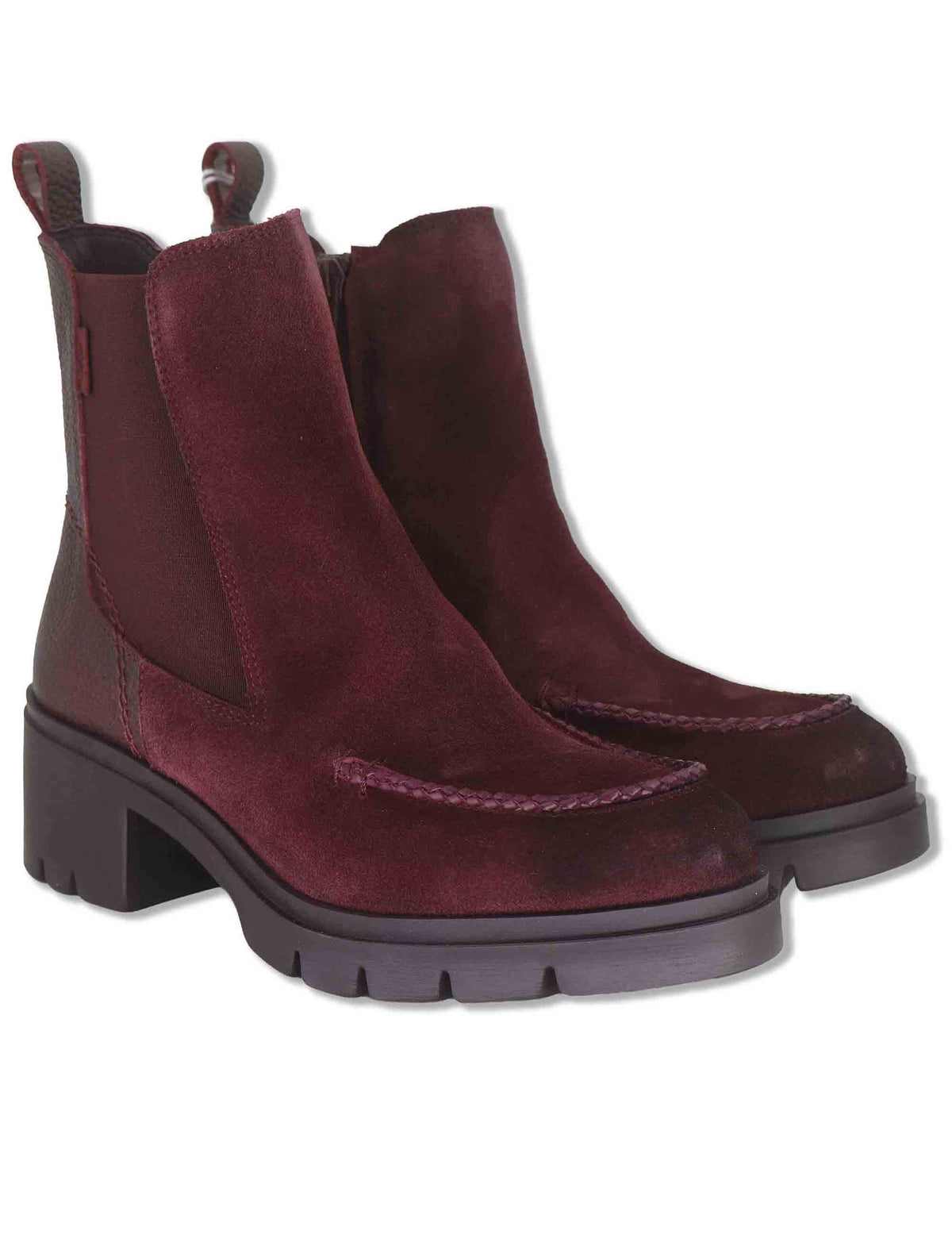 Stivaletti beatles donna in camoscio ingrassato nero con elastici laterali e suola carrarmato HI265100 BORDO Hispanitas 