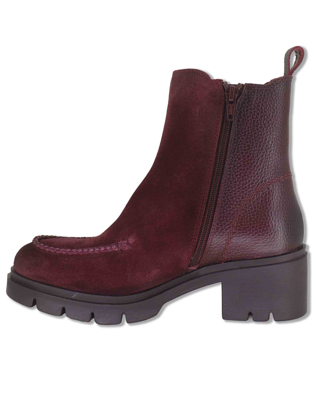 Stivaletti beatles donna in camoscio ingrassato nero con elastici laterali e suola carrarmato HI265100 BORDO Hispanitas 