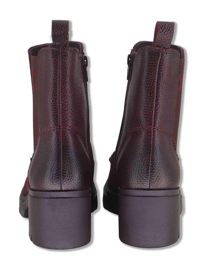 Stivaletti beatles donna in camoscio ingrassato nero con elastici laterali e suola carrarmato HI265100 BORDO Hispanitas 