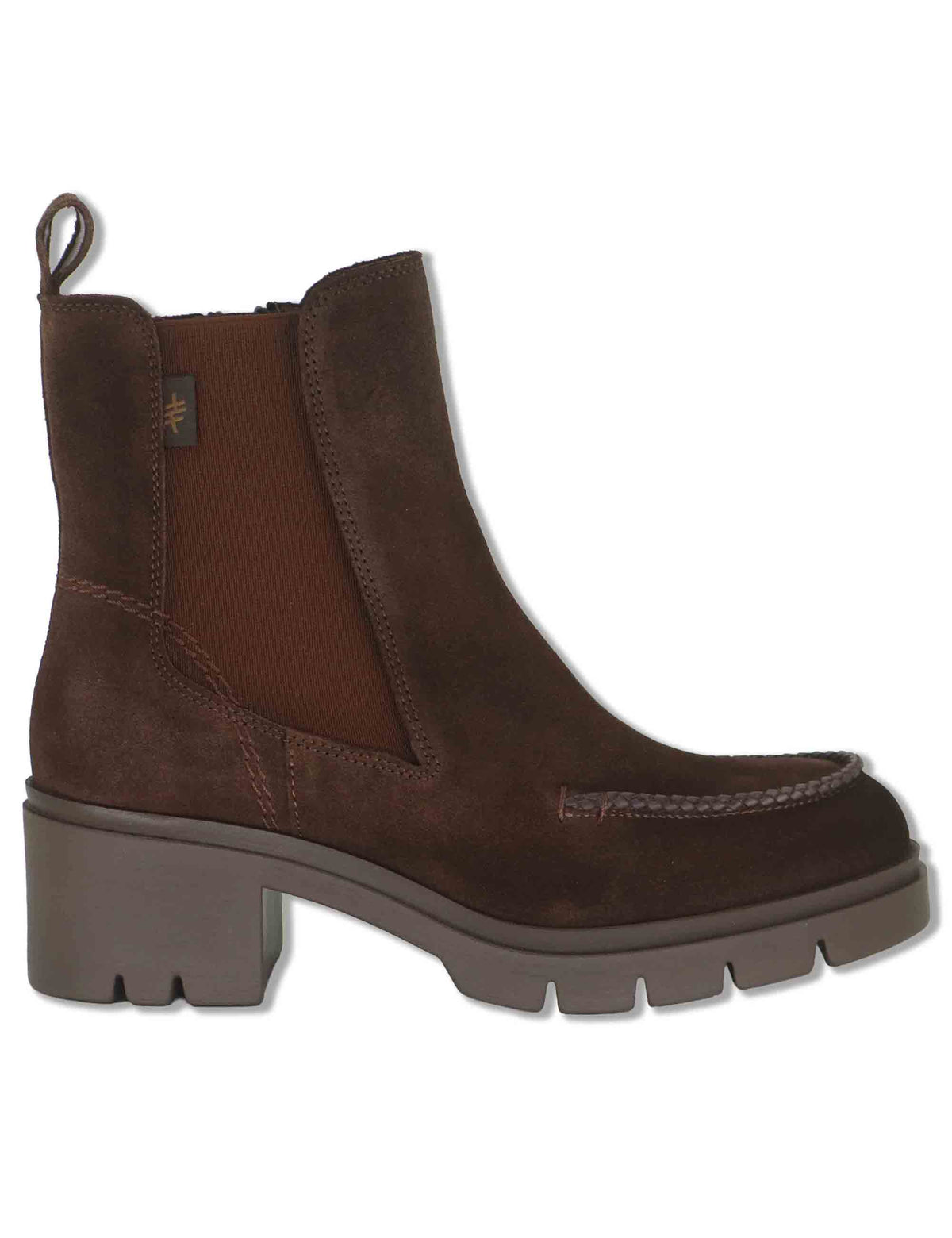 Stivaletti beatles donna in camoscio ingrassato marrone con elastici laterali e suola carrarmato HI265100 ESPRESSO Hispanitas 