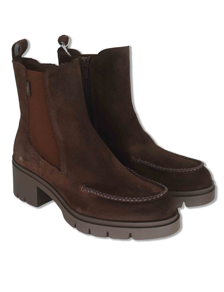 Stivaletti beatles donna in camoscio ingrassato marrone con elastici laterali e suola carrarmato HI265100 ESPRESSO Hispanitas 