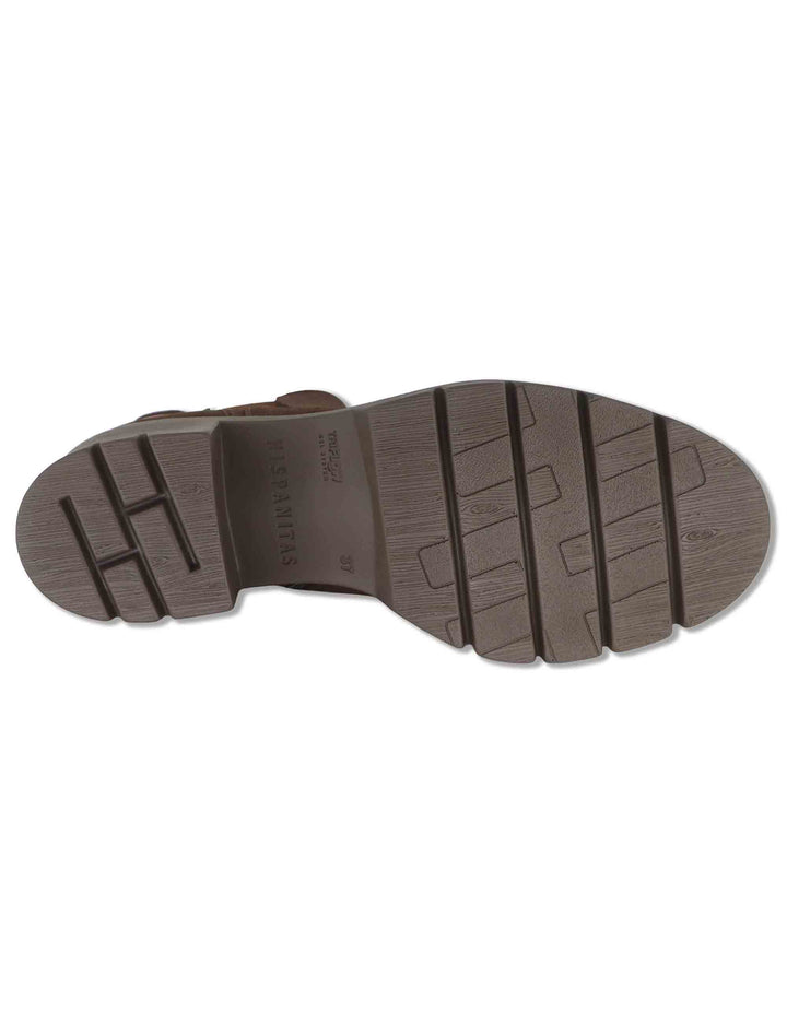 Stivaletti beatles donna in camoscio ingrassato marrone con elastici laterali e suola carrarmato HI265100 ESPRESSO Hispanitas 