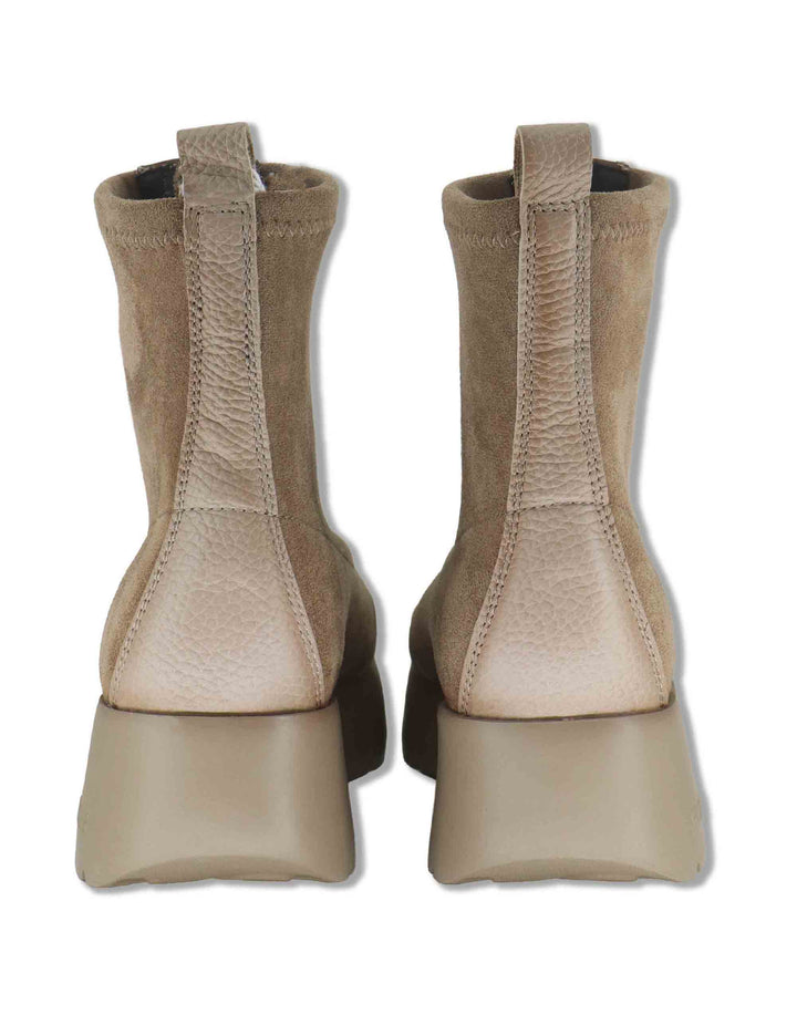 Sneakers donna in eco camoscio e pelle cuoio con zip verticale e suola alta HI265104 CASTORO Hispanitas 