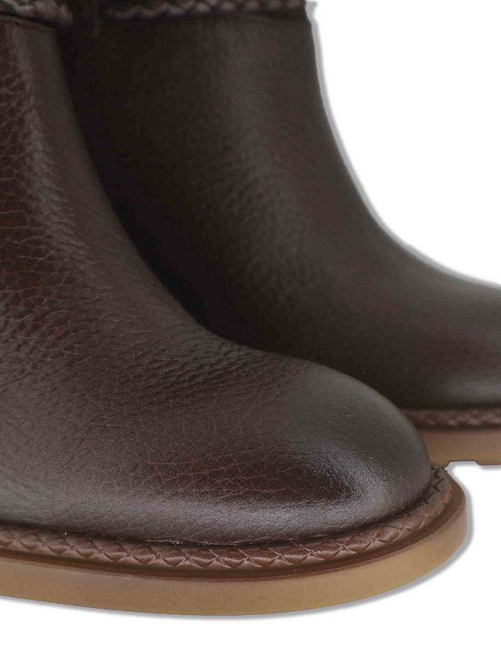 Stivaletti ankle boot donna in camoscio e pelle testa di moro con cinturino alla caviglia zip e tacco comodo HI265132 ESPRESSO Hispanitas 
