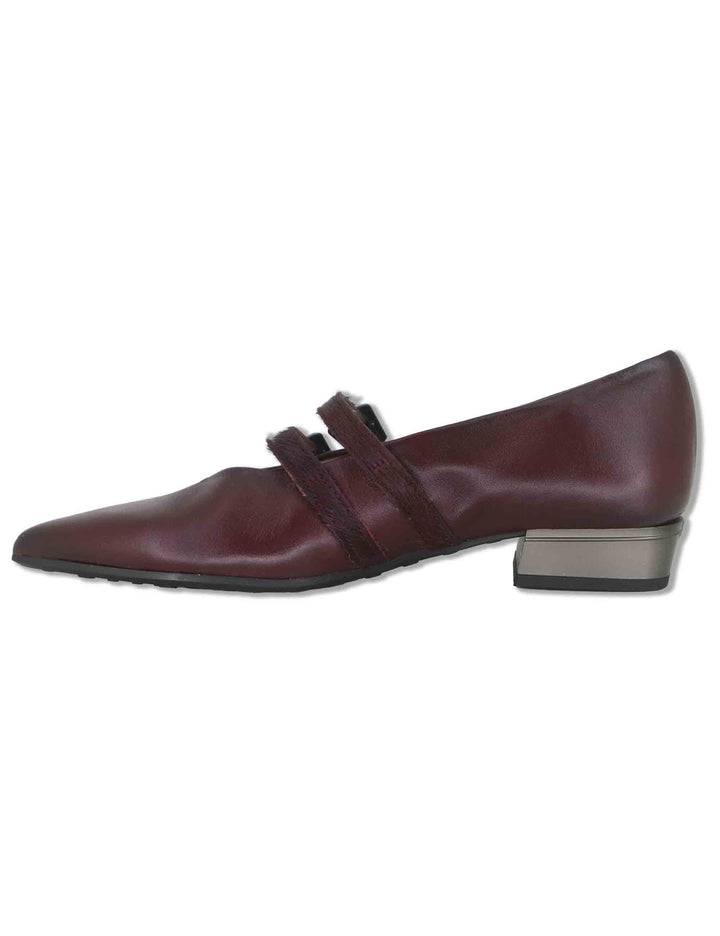Decollete donna in pelle bordeaux con doppio cinturino e tacco basso HI265142 BORDO Hispanitas 
