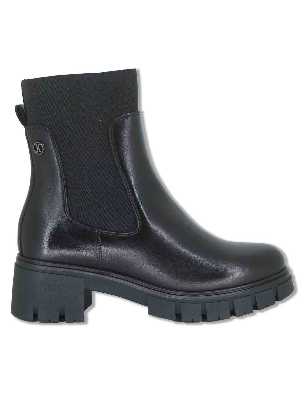 Stivaletti beatles donna in pelle nera con elastici laterali tacco comodo e punta tonda J1061 001 Janet & Janet 